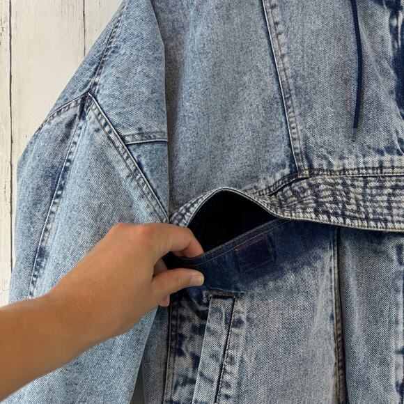 VTG 80's Hugo Valentino Acid Wash Sherpa Lined Denim Trucker Jacket Size Large - Picture 4 of 15